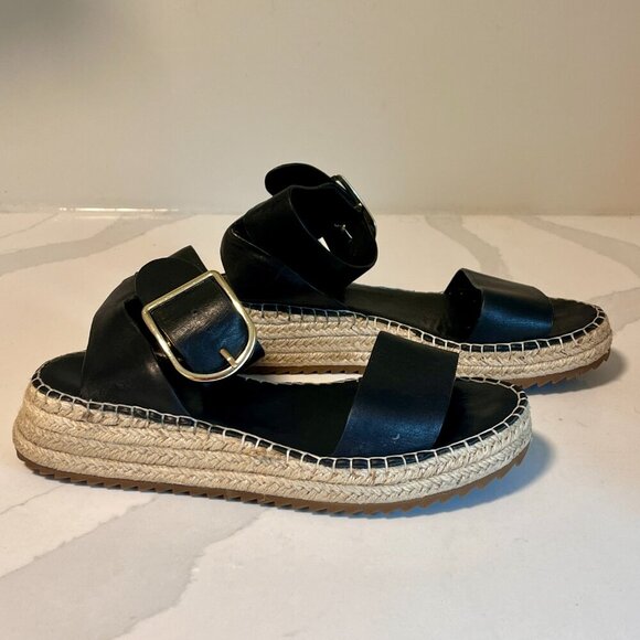 EOS Larah Wedge Espadrille Platform Black Sandal Size 8.5 (39) - Picture 6 of 16